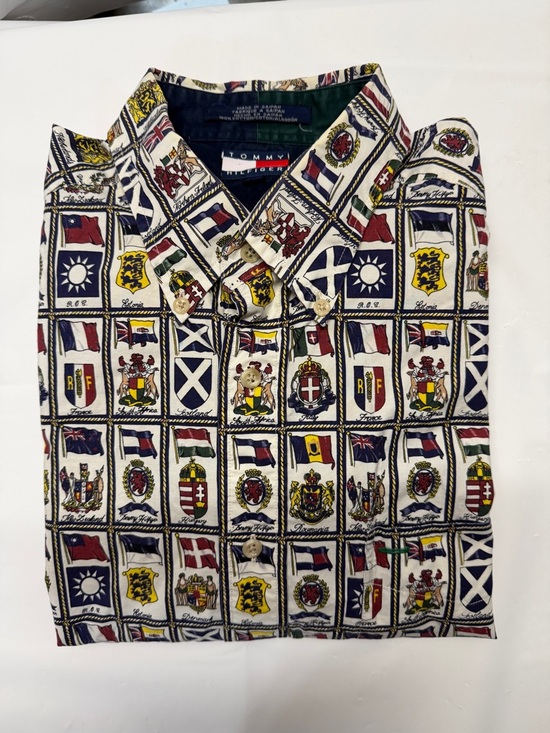 Tommy Hilfiger Other - Vintage Tommy Hilfiger White Button-Down w/ Flags of the World